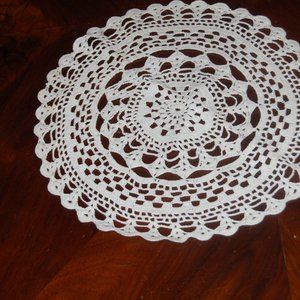 Vintage White Doily 15" Circle Very Good Condition No Tears/Small Stain